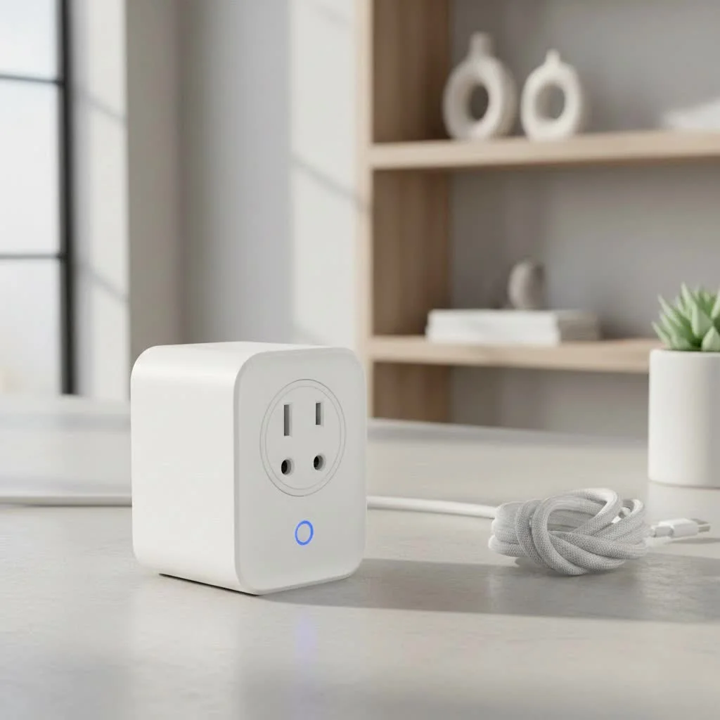 KMC smart plug in a wall outlet