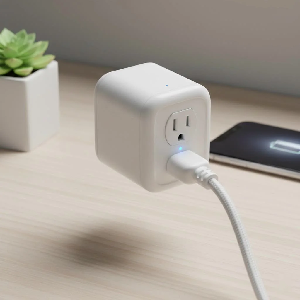 Alexa smart plug transforming a lamp into a smart device