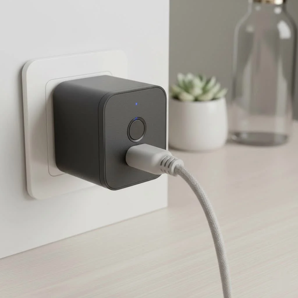 Z-Wave smart plug in a wall outlet