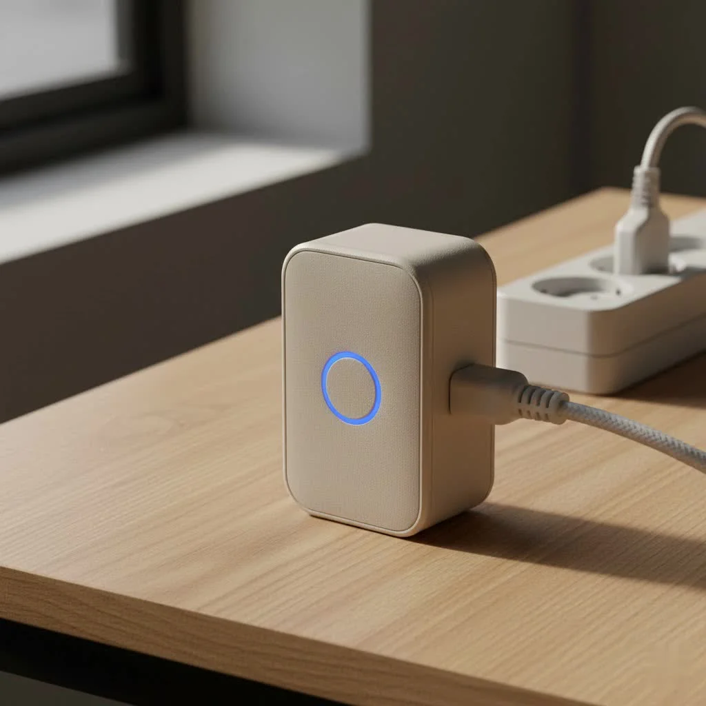 Smart plug connected to a wall outlet